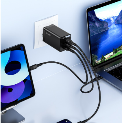 Toocki 67W PPS PD.3.0 c타입 3포트 멀티 초고속 충전기 어댑터 CtoC타입 100w 초고속 충전케이블