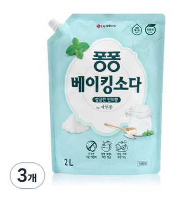 퐁퐁 주방세제 베이킹소다 리필, 2L, 3개