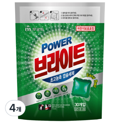 무궁화 파워 브라이트 초고농축 캡슐세제, 30개입, 4개